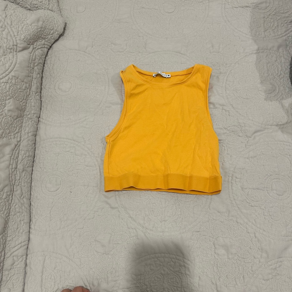 Zara Yellow Sleeveless Crop Top